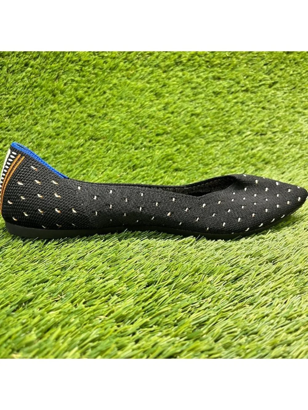 Rothy's The Point Womens Size 8.5 Black Blue Casual Classic Slip On Ballet Flats